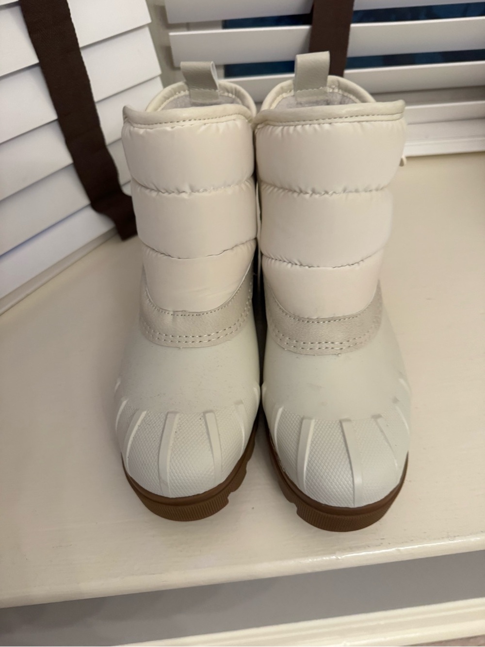 Ladies Cream Winter Snow Boots - Cozy Waterproof Slip-On